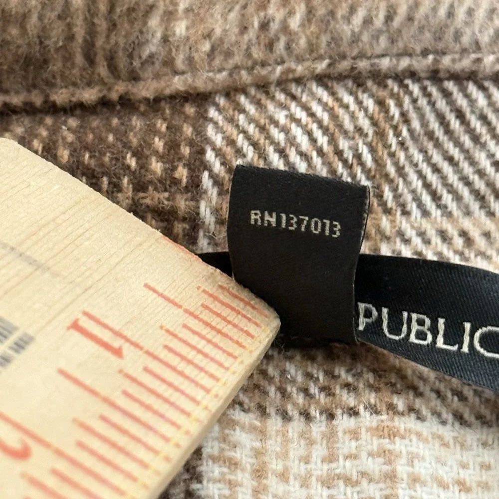 VTG Banana Republic Shirt Mens Medium Brown Plaid‎ Wool Blend Button Up Shacket